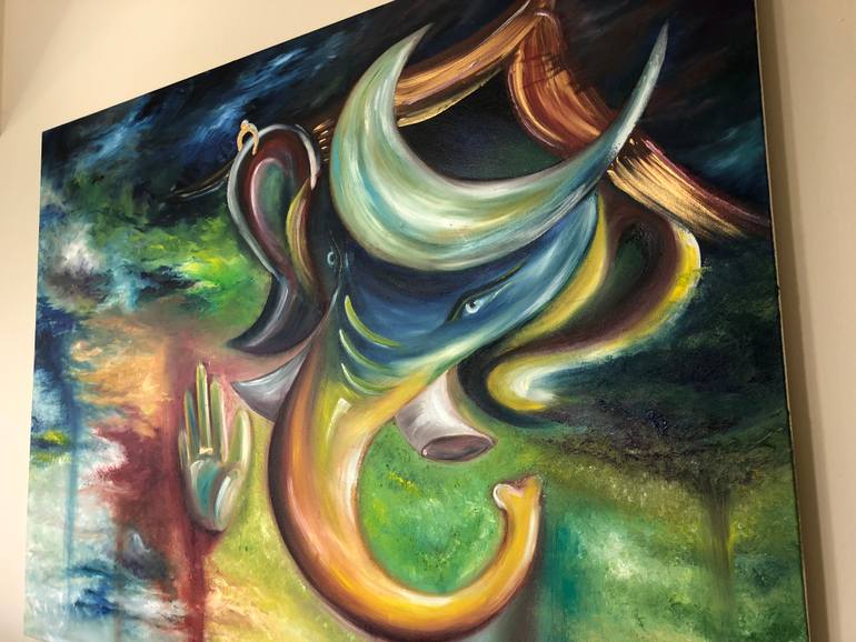 Original Art Deco Abstract Painting by Srikanya Kundu