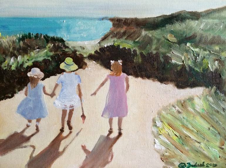 Original Landscape Painting by Sergey Zivjevs | Impressionism Art on Canvas | On The Way To The Beach