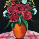 Flowers in Orange Vase by Julia Abele
