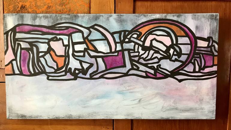 Original Abstract Expressionism Motorcycle Painting by Patty Jo Beaton