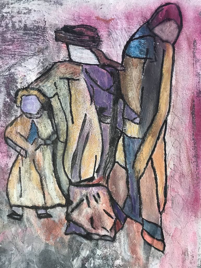 Original Abstract Expressionism People Mixed Media by Patty Jo Beaton