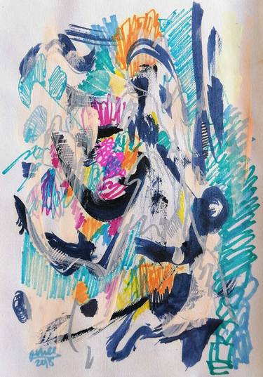 Original Abstract Expressionism Abstract Drawings by Moises Alejandro Miranda Lopez