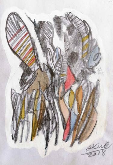 Original Abstract Expressionism Abstract Drawings by Moises Alejandro Miranda Lopez