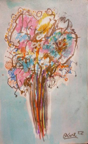 Original Expressionism Floral Drawings by Moises Alejandro Miranda Lopez
