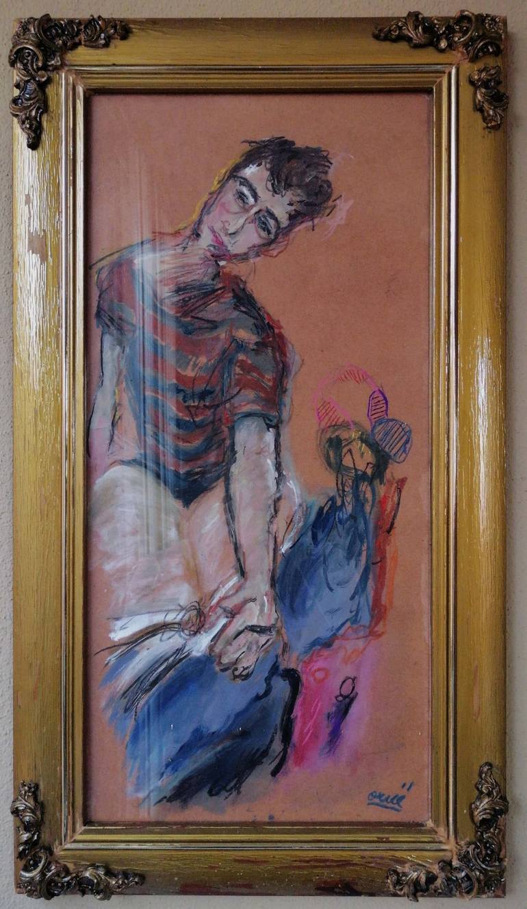 Original Figurative Portrait Painting by Moises Alejandro Miranda Lopez