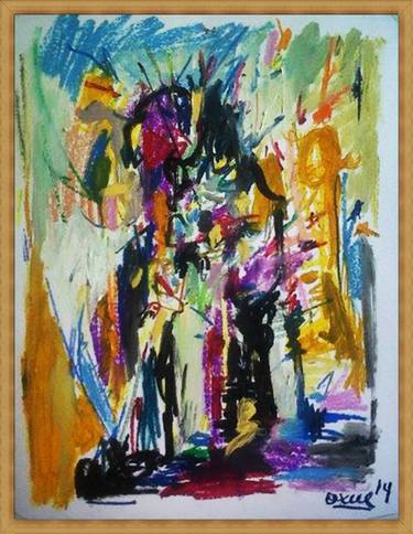 Original Abstract Expressionism People Paintings by Moises Alejandro Miranda Lopez