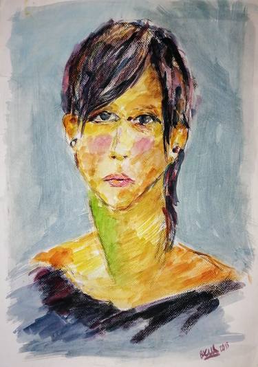 Print of Portrait Paintings by Moises Alejandro Miranda Lopez