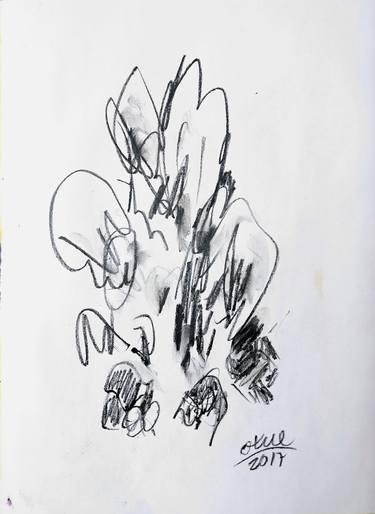 Original Abstract Expressionism Floral Drawings by Moises Alejandro Miranda Lopez