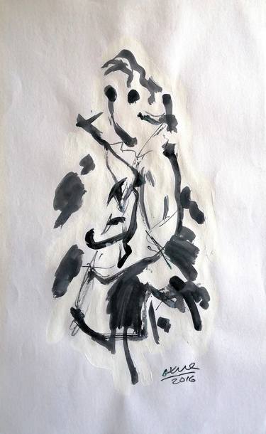 Original Abstract Expressionism People Drawings by Moises Alejandro Miranda Lopez