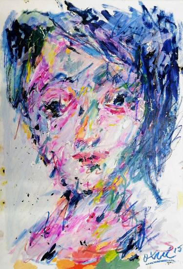 Original Expressionism Women Paintings by Moises Alejandro Miranda Lopez