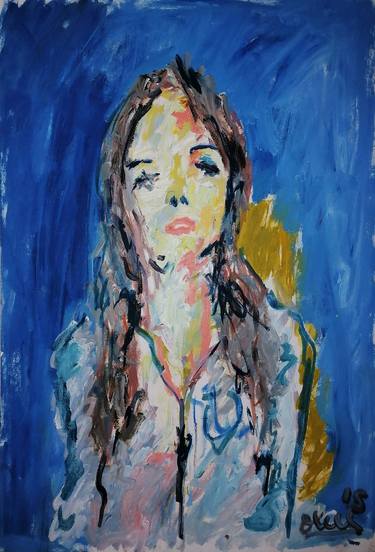 Original Expressionism Women Paintings by Moises Alejandro Miranda Lopez
