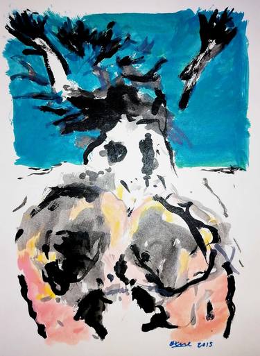 Print of Abstract Expressionism Nude Paintings by Moises Alejandro Miranda Lopez