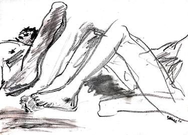 Original Expressionism Nude Drawings by Moises Alejandro Miranda Lopez