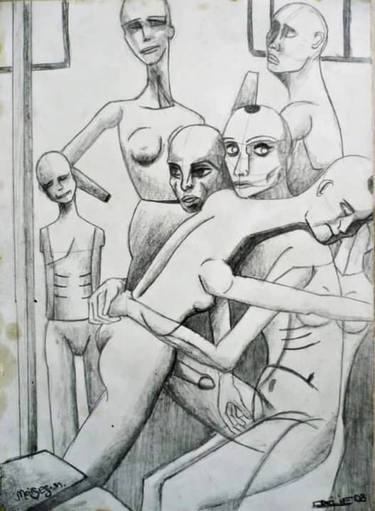 Original Figurative Nude Drawings by Moises Alejandro Miranda Lopez