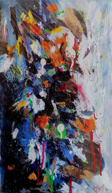 Original Abstract Expressionism Language Paintings by Moises Alejandro Miranda Lopez