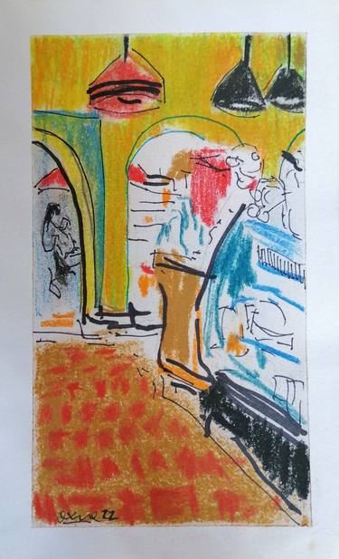 Print of Expressionism Interiors Drawings by Moises Alejandro Miranda Lopez