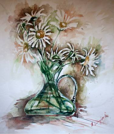 Original Fine Art Floral Paintings by Jasmina Shaldarova