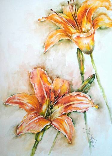 Original Fine Art Floral Paintings by Jasmina Shaldarova