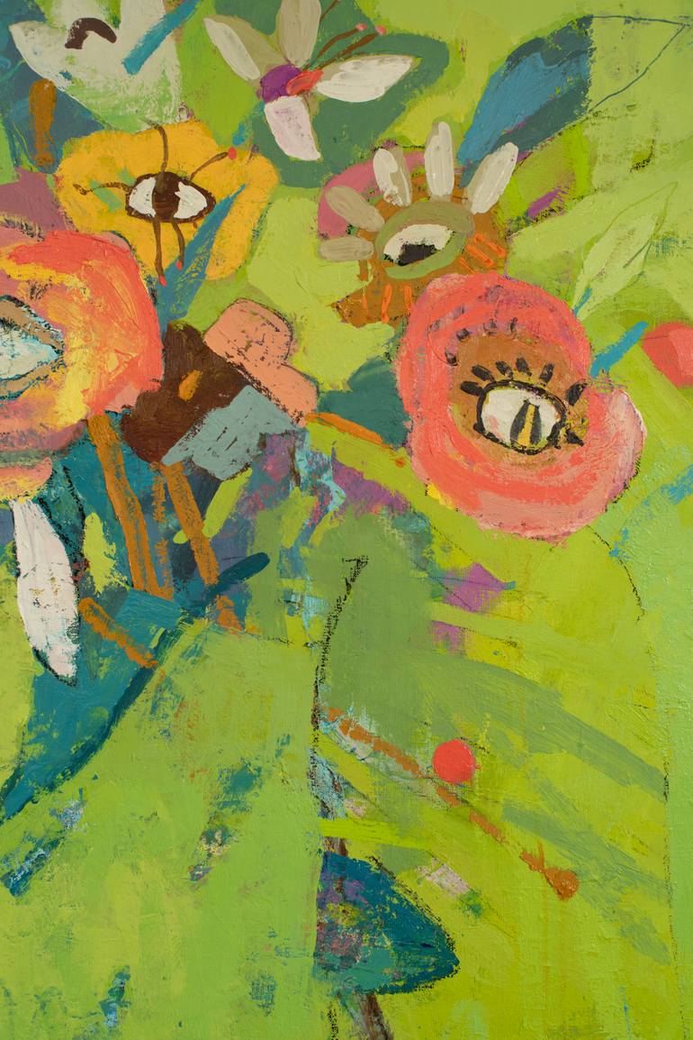 Original Abstract Expressionism Floral Painting by Glib Franko