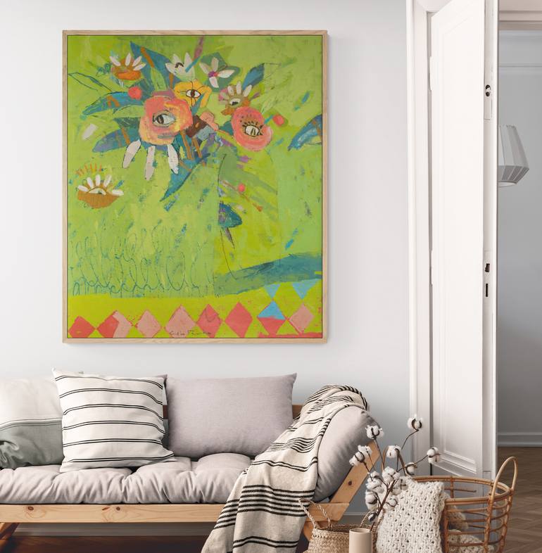 Original Abstract Expressionism Floral Painting by Glib Franko