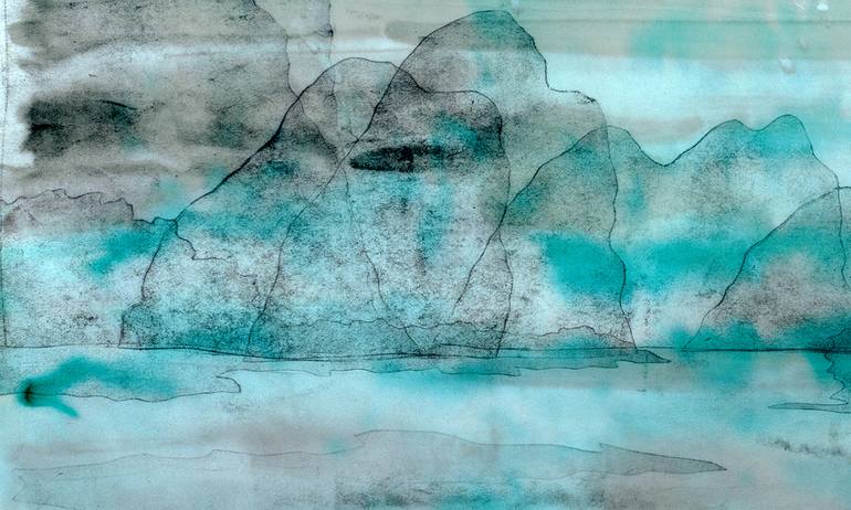 Original Abstract Landscape Mixed Media by Hermione Carline