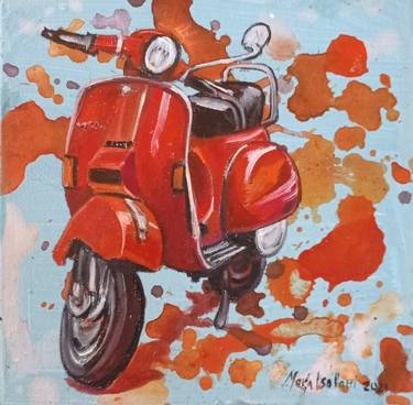 Original Figurative Motorcycle Paintings by Mara Isolani