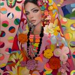 Neon Bloom - 3D Sculpture Painting with Clay Flowers by Jessica Levaton