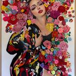 3D Oil Painting with Clay Flowers - Surrealist Portrait by Jessica Levaton