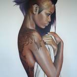Patterns - Large Figurative Oil Portrait of a Woman by Jessica Levaton