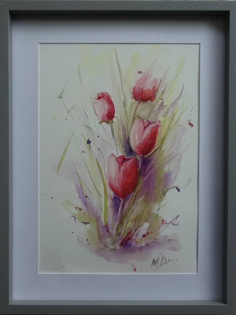 Original Fine Art Floral Painting by Mel Davies