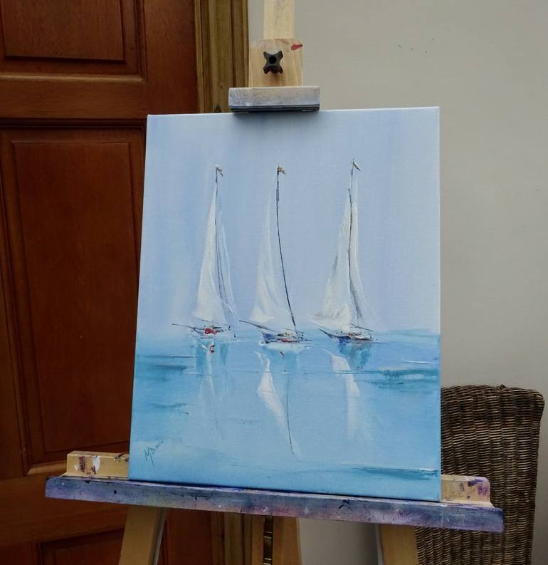 Original Contemporary Yacht Painting by Mel Davies