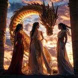 Golden Dragon and The Three Goddesses by Tobe Roberts