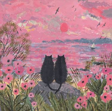 Seaside Cats with Poppies thumb