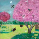 Blossom trees and greenhouse by Mary Stubberfield