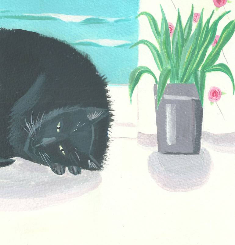 Original Illustration Cats Painting by Mary Stubberfield