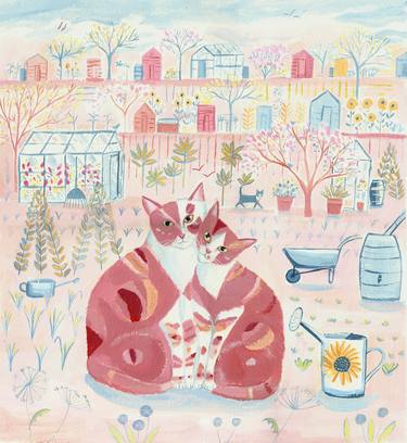 Print of Folk Cats Paintings by Mary Stubberfield