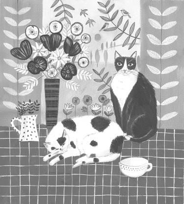 Print of Folk Cats Paintings by Mary Stubberfield
