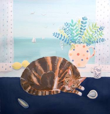 Original Folk Cats Paintings by Mary Stubberfield