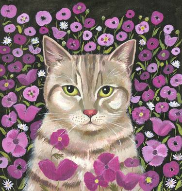 Original Folk Cats Paintings by Mary Stubberfield