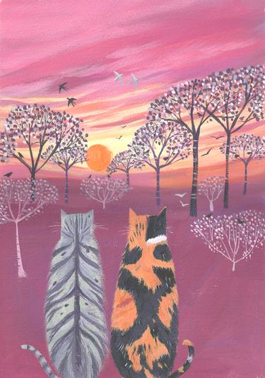 Original Folk Cats Paintings by Mary Stubberfield