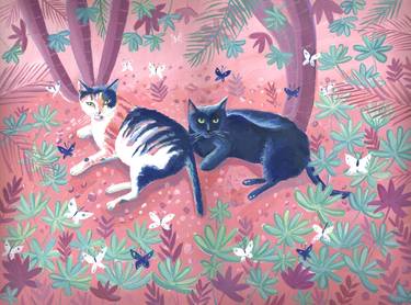 Original Folk Cats Paintings by Mary Stubberfield