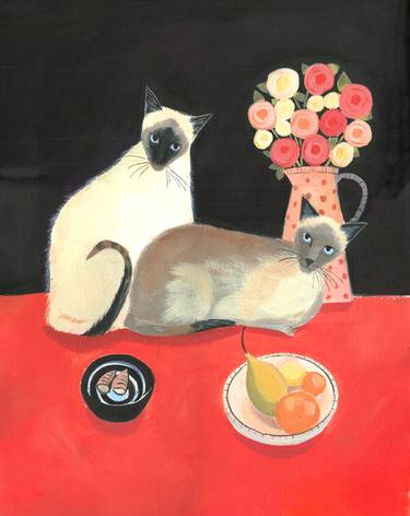 Print of Fine Art Cats Paintings by Mary Stubberfield