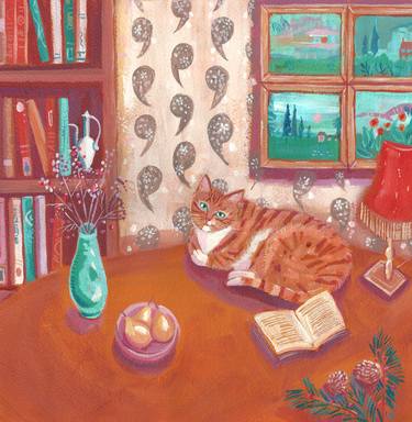 Original Impressionism Cats Paintings by Mary Stubberfield