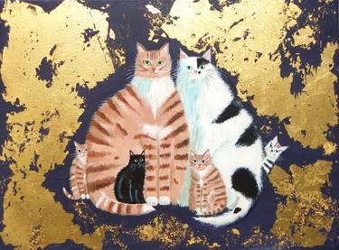 Original Figurative Cats Paintings by Mary Stubberfield