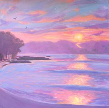 Sunset Beach- canvas art- seascape painting thumb