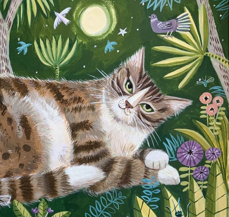 Garden Tabby Painting by Mary Stubberfield | Saatchi Art