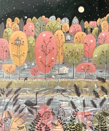Autumn Lake - landscape painting thumb
