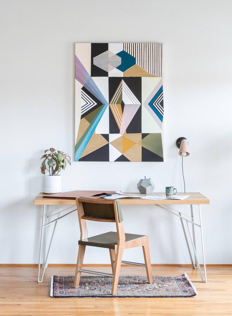 Original geometric Abstract Painting by Alyson Khan