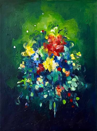 Original Abstract Expressionism Floral Painting by Geesien Postema