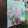 This is an abstract floral painting in mainly soft pastel colors which give the painting a sunny vibe.
It is inpirered by the colors of Spring, with the soft greens, yellows and pinks. It is painted in a loose and gestural way. Lots of layers give it a vivid and vibrant look.
It is a promise of happy times to come!
Sides are painted, signed on the back at request on the front.